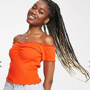 Monki bardot top in red size XS